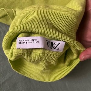 Zara neon green crop turtle neck
